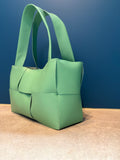 Mint green "woven" leather bag